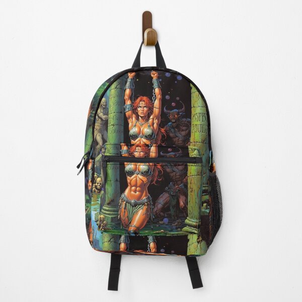 Item preview, Fantasy RPG artwork Red Haired Warrior woman chained against a pillar designed and sold by Vintage Designs +.