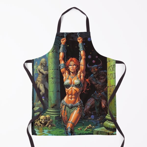 Item preview, Fantasy RPG artwork Red Haired Warrior woman chained against a pillar designed and sold by Vintage Designs +.