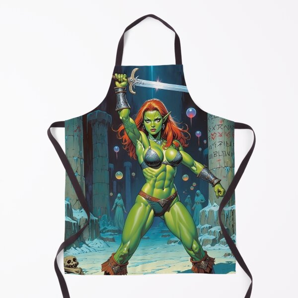 Item preview, Female Orc Warrior woman with sword Fantasy RPG Vintage illustration artwork designed and sold by Vintage Designs +.