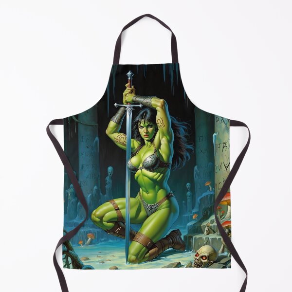 Item preview, Female Orc Warrior woman with sword Fantasy RPG Vintage illustration artwork designed and sold by Vintage Designs +.