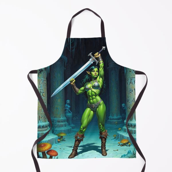 Item preview, Female Orc Warrior woman with sword Fantasy RPG Vintage illustration artwork designed and sold by Vintage Designs +.