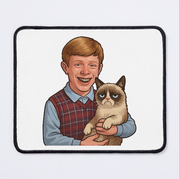 Item preview, Unlucky & Unimpressed – Bad Luck Brian x Grumpy Cat Meme Mashup designed and sold by Sventek.
