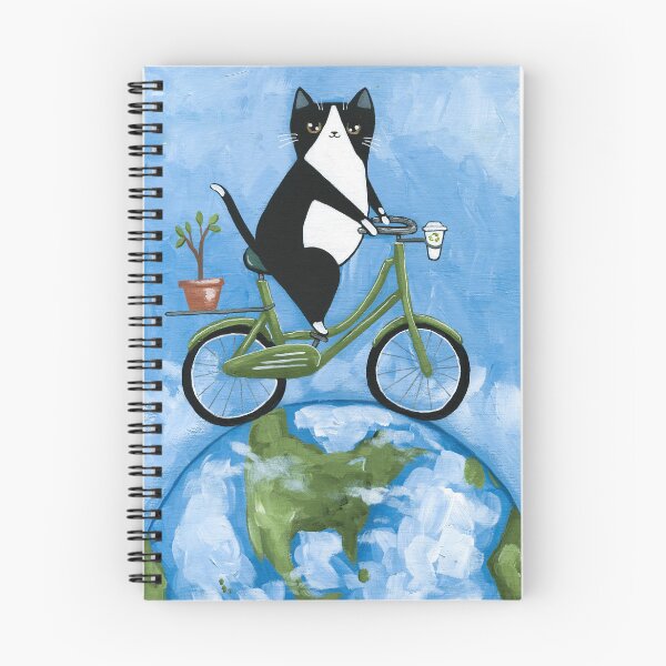 Item preview, Earth Day Bicycle Ride Cat designed and sold by KilkennyCat Art.
