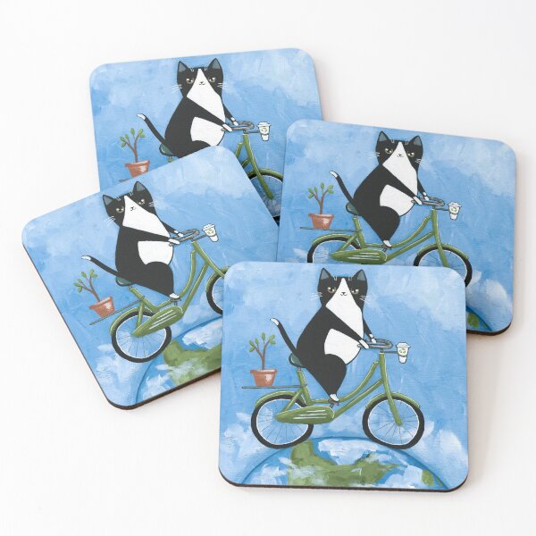 Item preview, Earth Day Bicycle Ride Cat designed and sold by KilkennyCat Art.