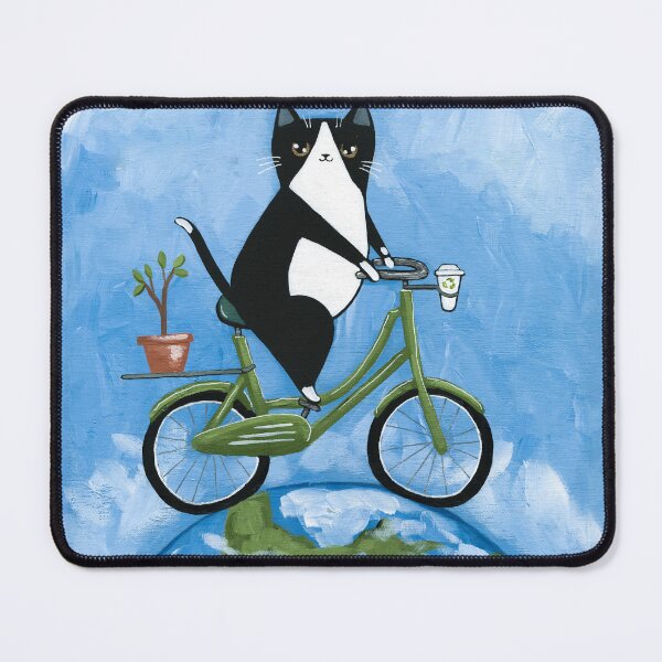 Item preview, Earth Day Bicycle Ride Cat designed and sold by KilkennyCat Art.