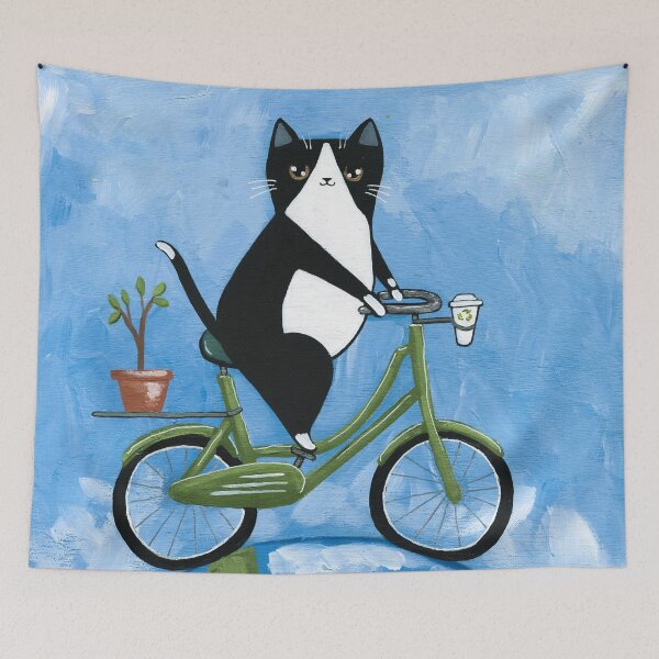 Item preview, Earth Day Bicycle Ride Cat designed and sold by KilkennyCat Art.