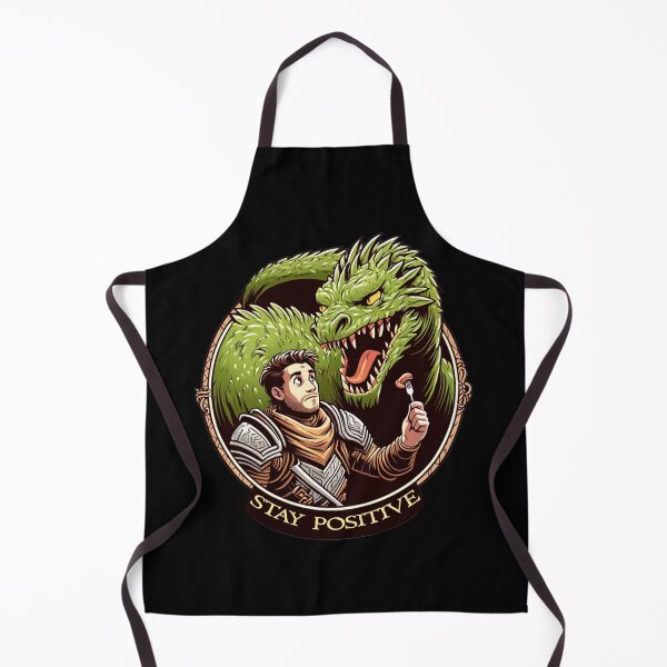 Item preview, "Stay Positive" Funny, Absurd Motivational Fantasy Knight & Dragon designed and sold by Parrot-Tees.