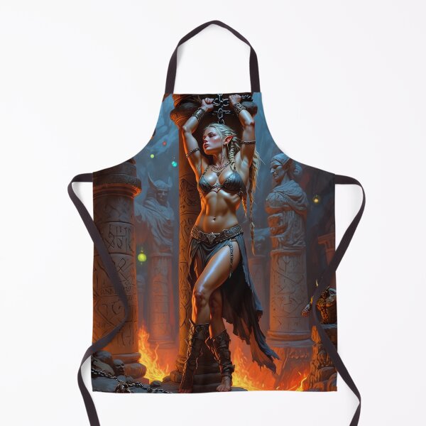 Item preview, Fantasy RPG artwork Blonde Haired Warrior woman chained against a pillar designed and sold by Vintage Designs +.