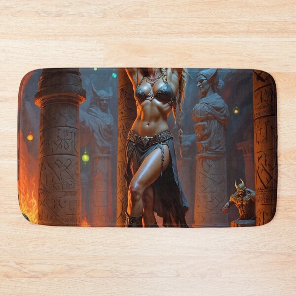 Item preview, Fantasy RPG artwork Blonde Haired Warrior woman chained against a pillar designed and sold by Vintage Designs +.
