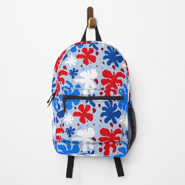 Item preview, Dopamine decor floral print - floral retro print in red and blue - vintage pattern designed and sold by marlenaki.