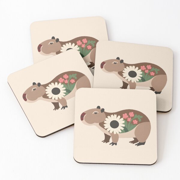 Item preview, Floral Capybara - cute floral patterned capy designed and sold by EmeraldeaArt.