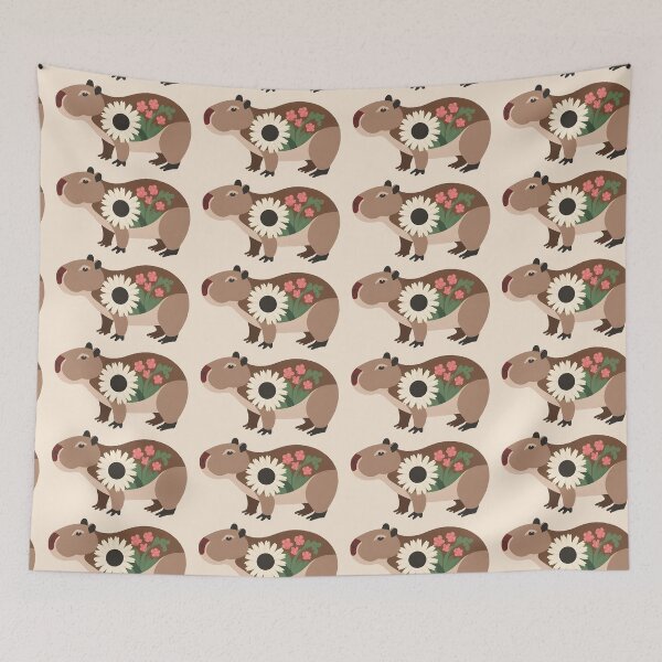 Item preview, Floral Capybara - cute floral patterned capy designed and sold by EmeraldeaArt.