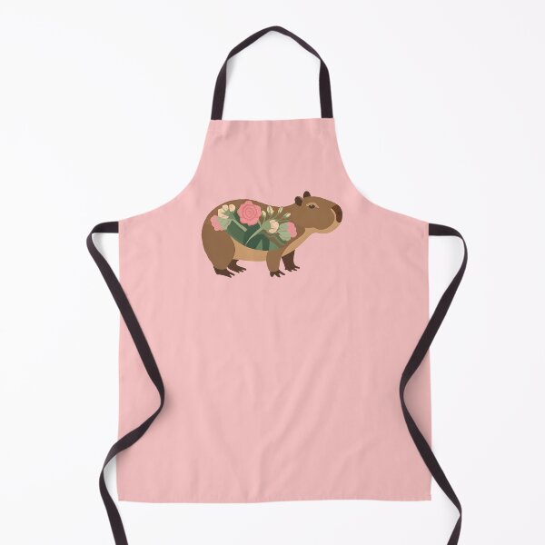Item preview, Flowery Capybara - cute pink-beige floral patterned capy designed and sold by EmeraldeaArt.