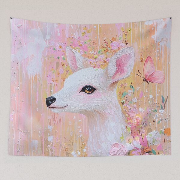 Item preview, Pastel Deer Art Print with Flowers and Butterfly designed and sold by PrincessArtwork.