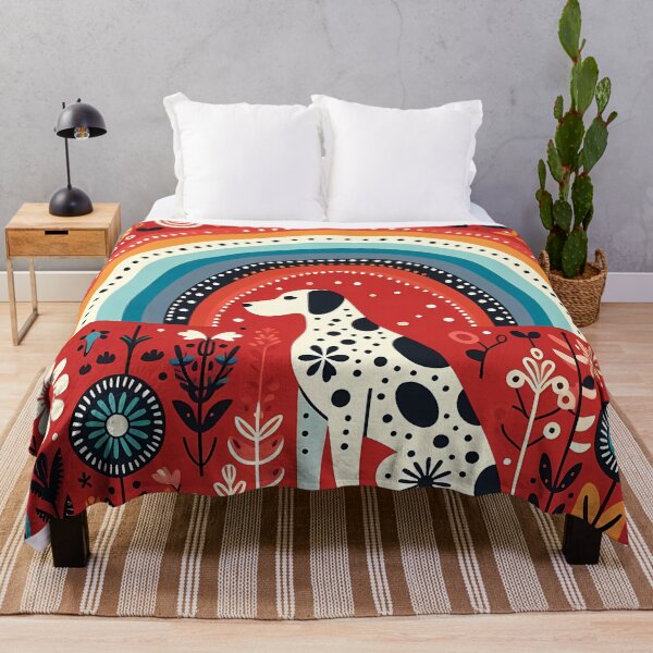 Item preview, Scandinavian Folk Art Dalmatian – Vibrant Floral Rainbow Spotty Design by heidiannemorris designed and sold by FOLK ART FUSION by heidiannemorris.