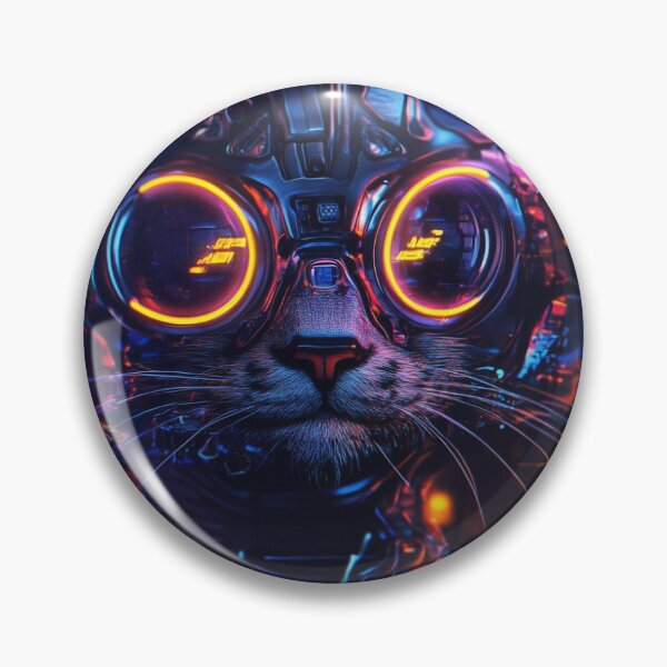 Item preview, Cyberpunk Cat – Neon Glowing Futuristic Feline designed and sold by Silveta.