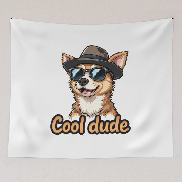 Item preview, Stylish dog with hat and glasses - Original design for animal fans designed and sold by latelierdechris.