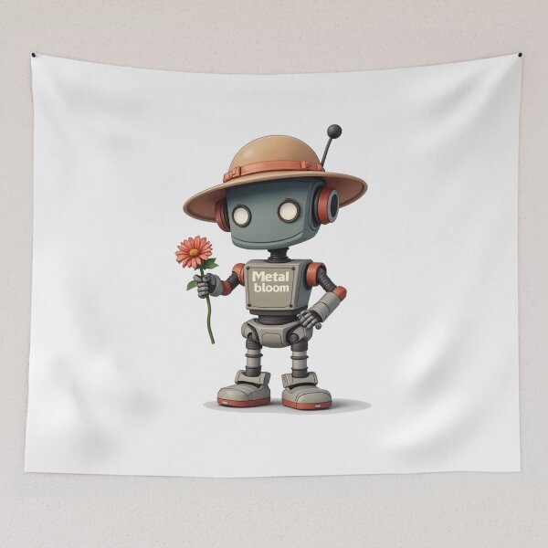 Item preview, Futuristic gardening robot with flower - Original and cute design designed and sold by latelierdechris.
