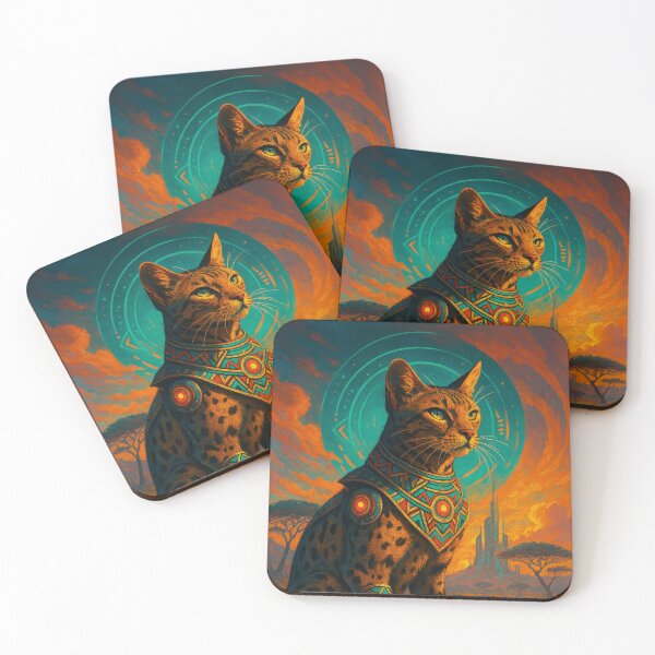 Item preview, Future Guardian – Savannah Cat in Afrofuturism Style designed and sold by LesChatsArt.