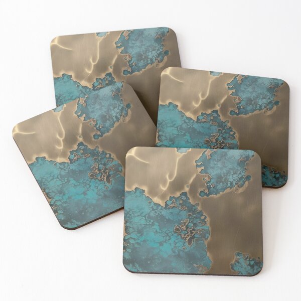 Item preview, Oxidized Bronze with Blue Patina Islands designed and sold by SurfaceCraft Studio.