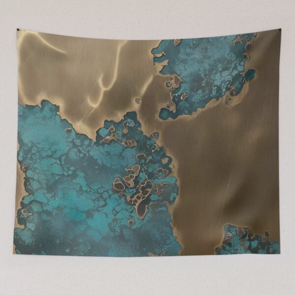 Item preview, Oxidized Bronze with Blue Patina Islands designed and sold by SurfaceCraft Studio.