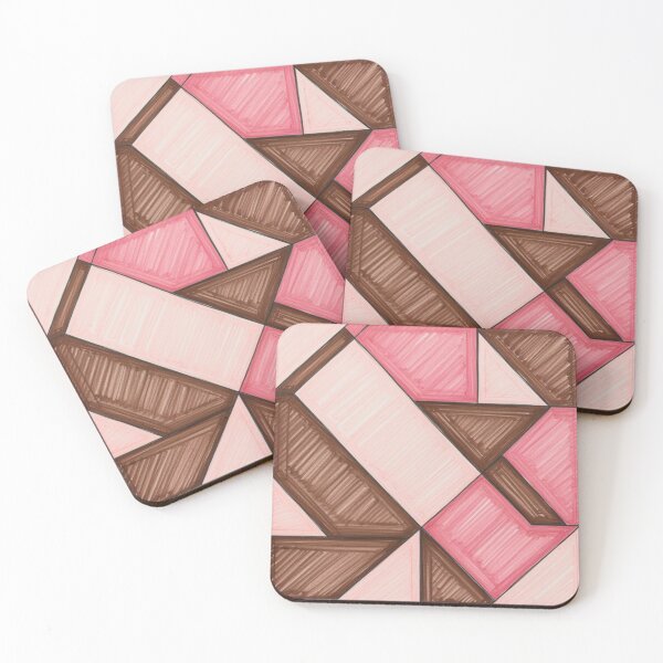 Item preview, Bold Geometric Abstract in Pink and Brown – Modern Wall Art Design designed and sold by Harmonic_Layers.
