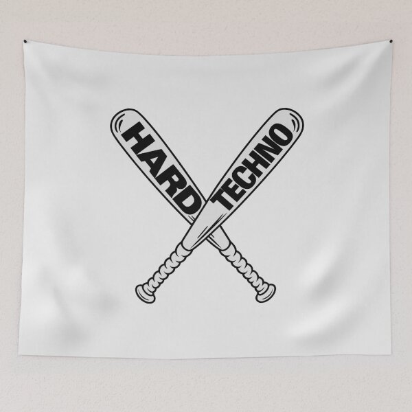 Item preview, "Hard Techno" Crossed Baseball Bats  – Bold DJ and Techno Music Design designed and sold by paulo silveira.