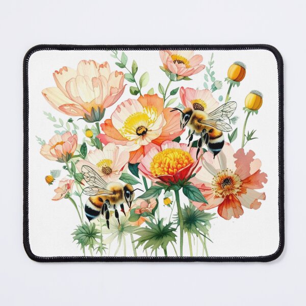 Item preview, "Charming Bees & Flowers Clipart - Watercolor PNG for Junk Journals & Crafts" designed and sold by STmez Design.