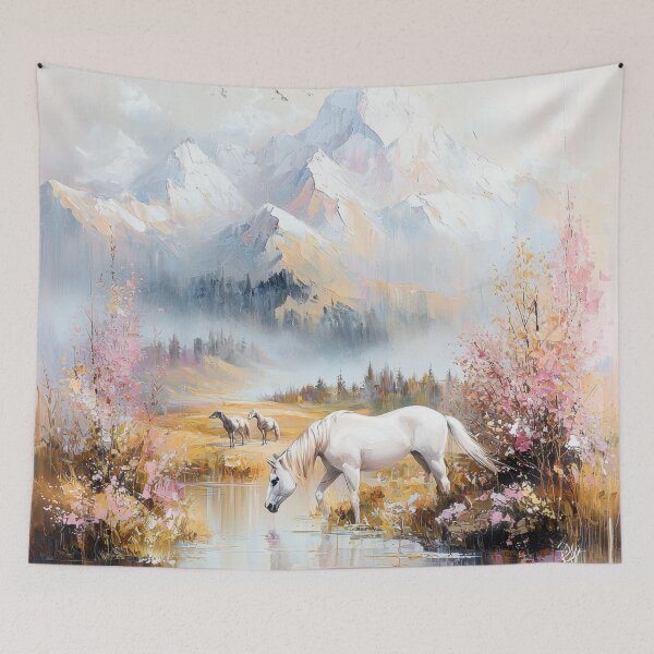 Item preview, Wild Horses Pink Romantic Pastel Whimsical Fantasy Art Tapestry Phone Case Crystal Utopia Abstract Crystal Lover designed and sold by PrincessArtwork.