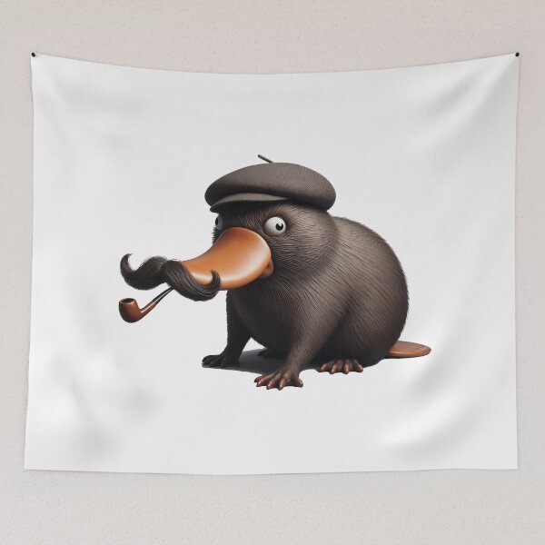 Item preview, Elegant Platypus with Mustache and Pipe - Original Charm designed and sold by latelierdechris.