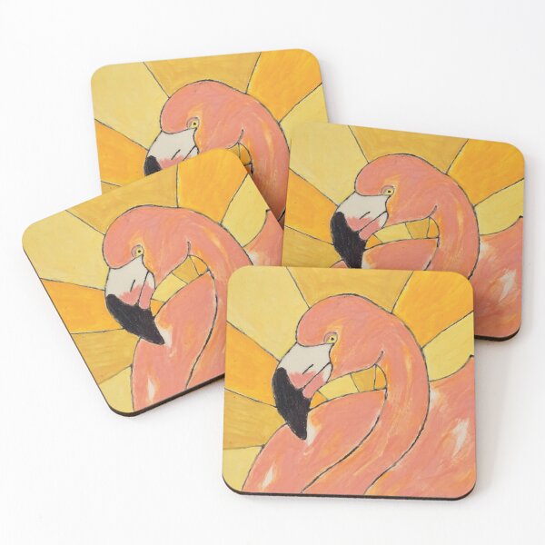 Item preview, Flamingo Square Painted Design designed and sold by Mr Mouse Design.