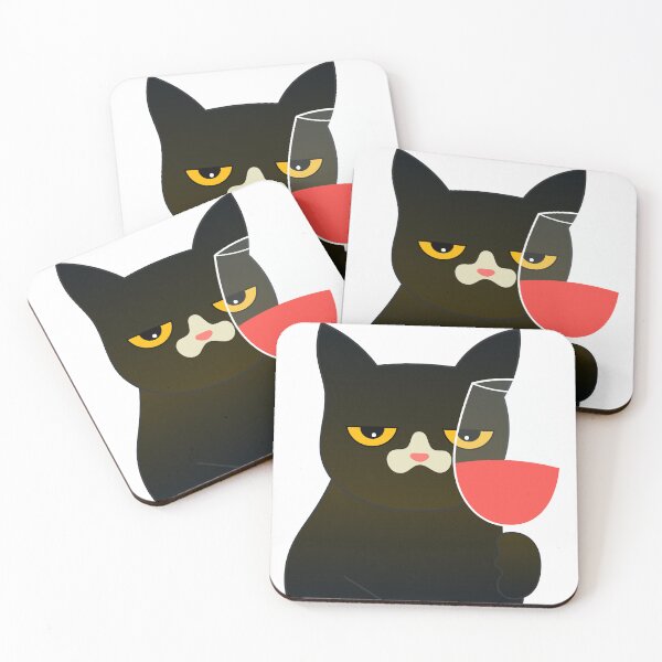 Item preview, Cat drinking wine, glass of wine designed and sold by DibujandoPorfa.
