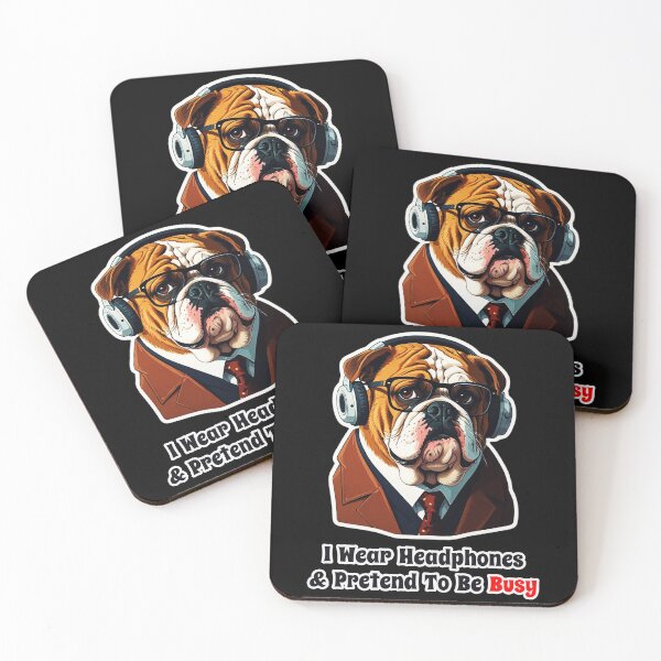 Item preview, Bulldog with Headphones Funny Corporate Design - Lazy Coworker Gift designed and sold by Ridiculam Toga.