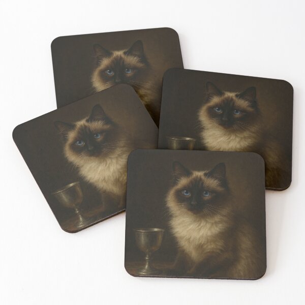 Item preview, Baroque Birman Cat with Silver Goblet designed and sold by LesChatsArt.