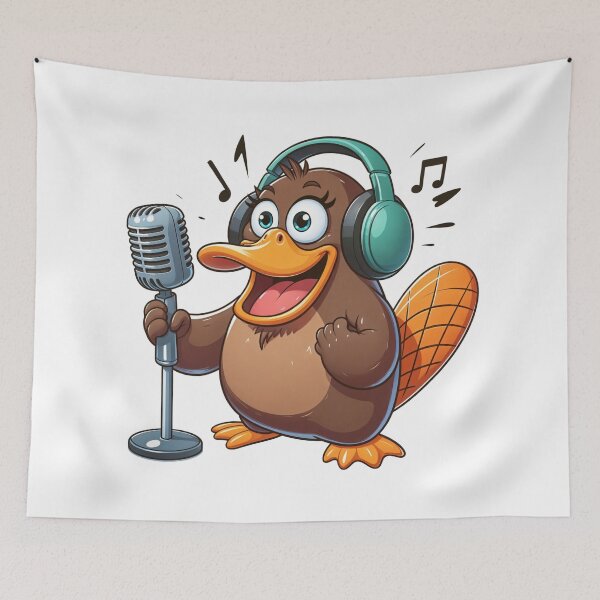 Item preview, Singing Platypus with Headphones - Funny and Original Melody designed and sold by latelierdechris.