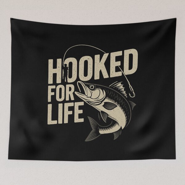 Item preview, Hooked for Life - Bold Fishing Graphic designed and sold by yinon-h.