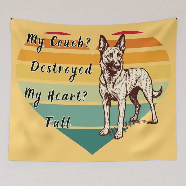 Item preview,  Retro Dutch Shepherd My Couch Destroyed My Heart Full designed and sold by KateLeap.