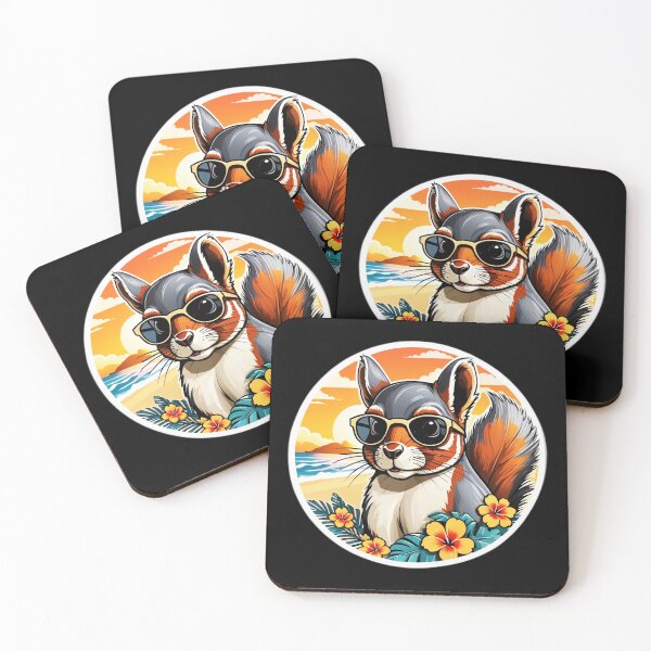 Item preview, Squirrel with Sunglasses at Sunset and Hawaii Orchids designed and sold by NautiChic.