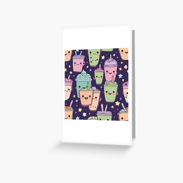 Vista previa del artículo con la obra «Té de burbujas kawaii con estrellas flotantes», diseñado y vendido por guipires.