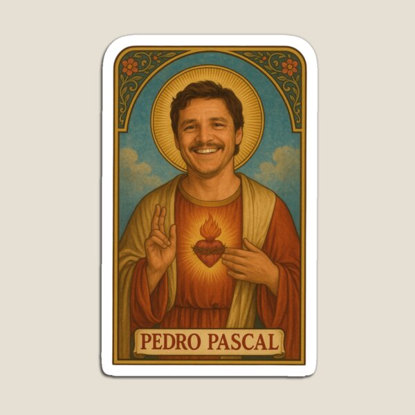 Item preview, Saint Pedro Pascal – Protector of Chaotic Good Vibes designed and sold by LittleMsMorales.