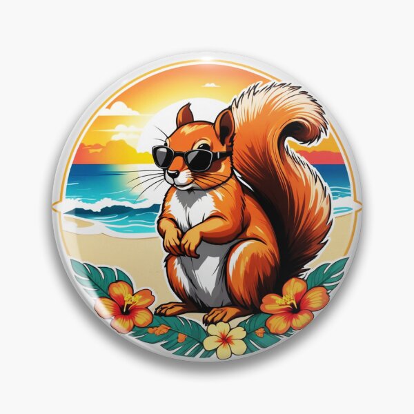 Item preview, Ardilla con gafas de sol en la playa al atardecer designed and sold by NautiChic.