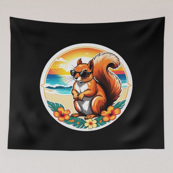 Item preview, Beach Waves Squirrel with Sunglasses at Sunset designed and sold by NautiChic.
