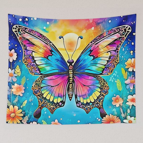Item preview, Vibrant Floral Butterfly Glow Design designed and sold by Health And Fitness Posts e-Store.