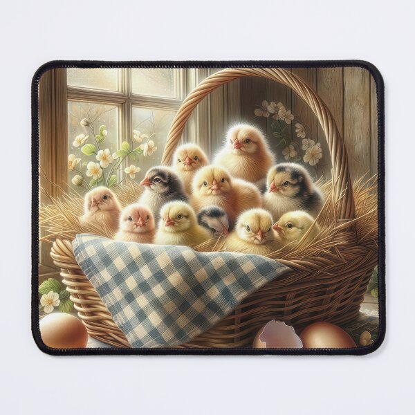 Item preview, Baby Chickens In a Sunny Wicker Basket designed and sold by Maria Dryfhout.