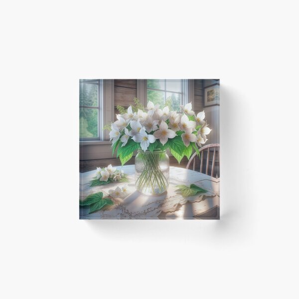 Item preview, White Trilliums In a Glass Jar designed and sold by Maria Dryfhout.