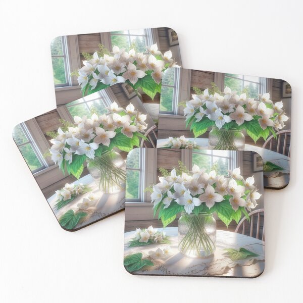 Item preview, White Trilliums In a Glass Jar designed and sold by Maria Dryfhout.