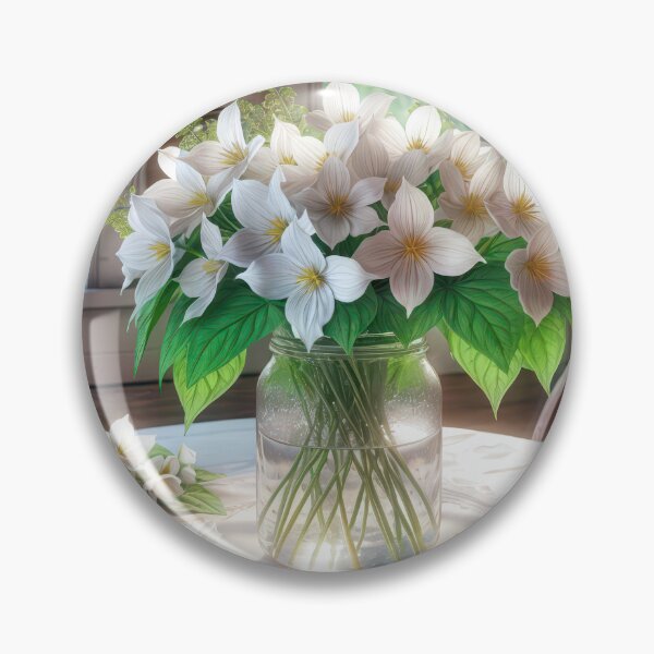 Item preview, White Trilliums In a Glass Jar designed and sold by Maria Dryfhout.
