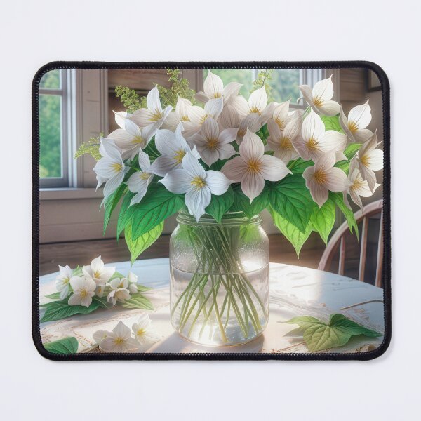 Item preview, White Trilliums In a Glass Jar designed and sold by Maria Dryfhout.