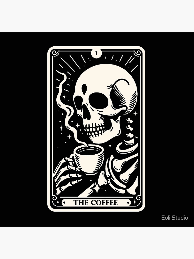 Thumbnail 4 of 4, Pillow, The Coffee Tarot Skul designed and sold by Douglasstencil.