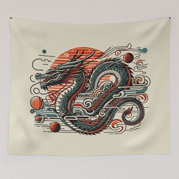 Item preview, Fierce Japanese Dragon Artwork | Retro Cyberpunk Oriental Design designed and sold by gkhanco.